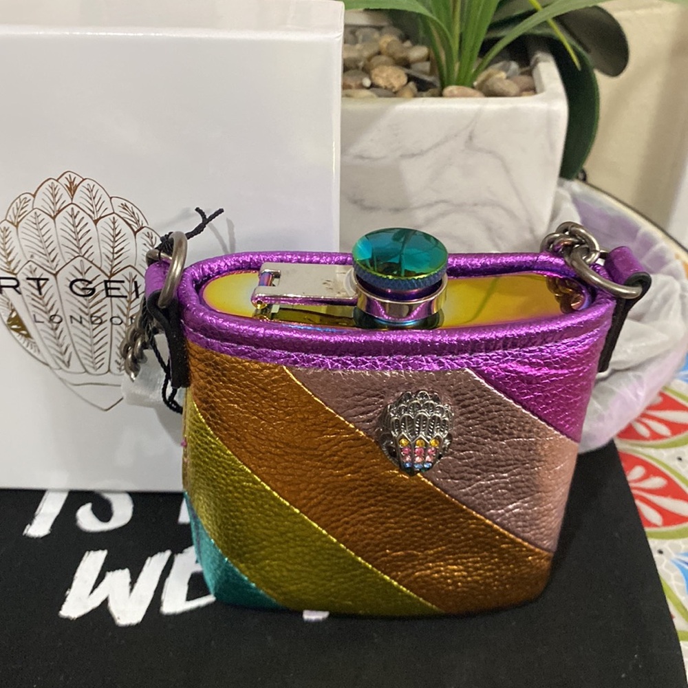 Kurt Geiger London Kensington Metallic Leather Flask